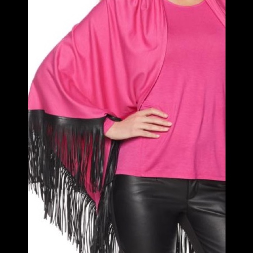 Pink Ruana with Fringe! NWT